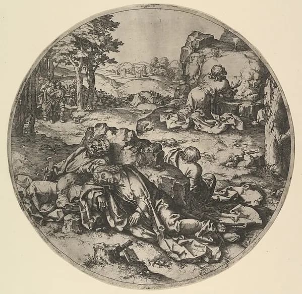 Christ in Gethsemane (copy) by Claes Jansz. Visscher depicting Matthew 26