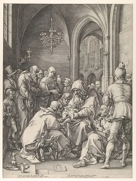 The Circumcision, from "The Life of the Virgin" by Hendrick Goltzius depicting Luke 2