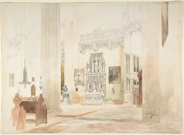 Interior of Saint Severin Church in Erfurt by Carl Georg Anton Graeb depicting Matthew 27