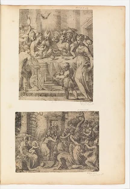 The Adoration of the Magi by Andrea Schiavone (Andrea Meldola) depicting Matthew 2