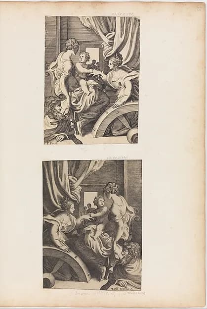The Mystic Marriage of St. Catherine by Giulio Bonasone depicting Romans 8