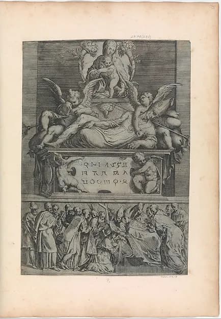 Tomb of a Bishop by Battista Angolo del Moro depicting Luke 2