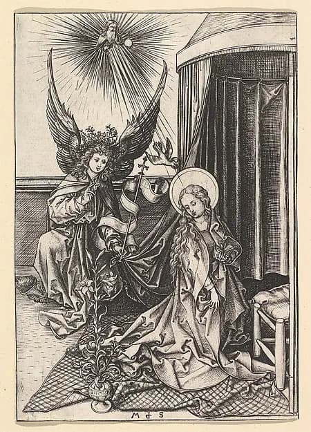 The Annunciation by Martin Schongauer depicting Luke 1