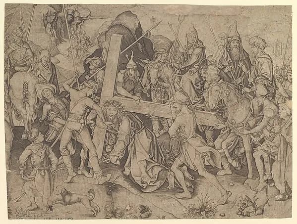 Christ Carrying the Cross (copy) by Martin Schongauer depicting Mark 15