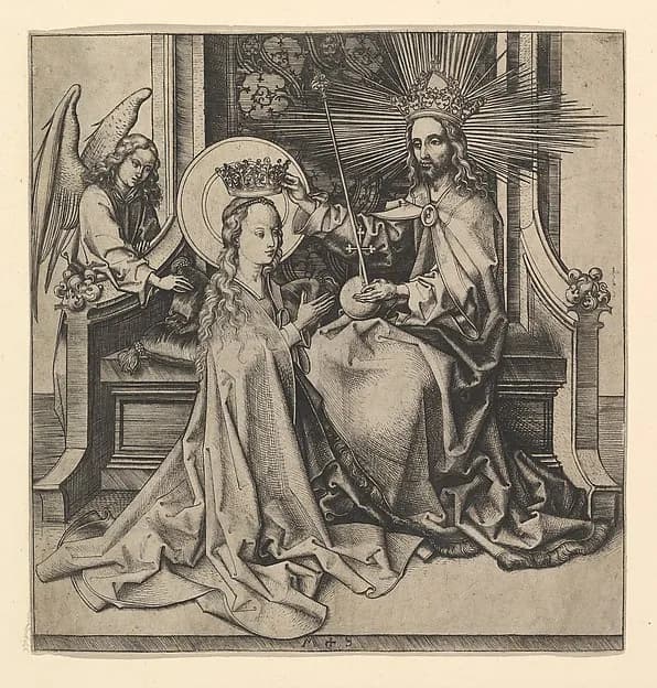 The Coronation of the Virgin by Martin Schongauer depicting Luke 1