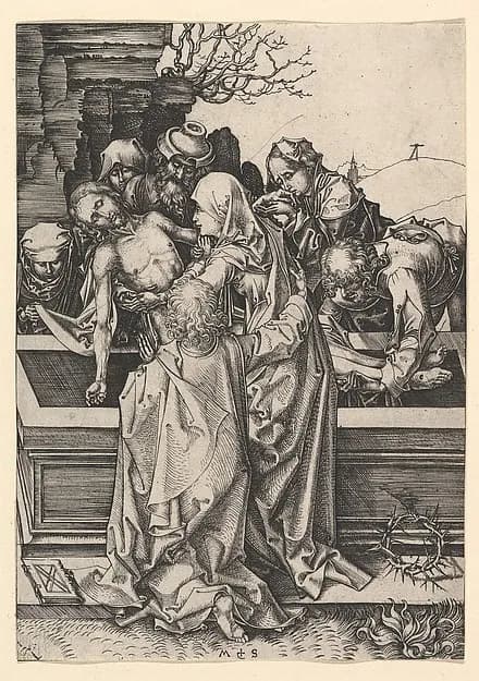 The Entombment of Christ by Martin Schongauer depicting Matthew 27