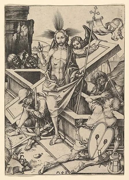 The Resurrection by Martin Schongauer depicting Matthew 28