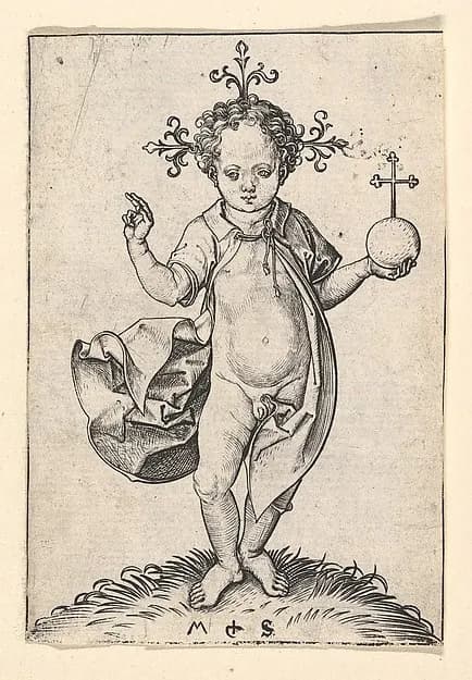 The Christ Child with an Orb by Martin Schongauer depicting Luke 2