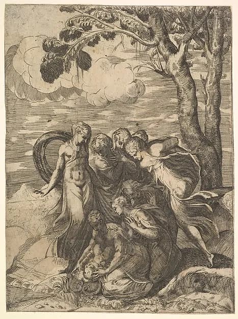Moses Rescued from the Nile by Battista Angolo del Moro depicting Exodus 2