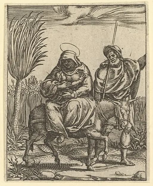 The Virgin of Sorrows: The Flight into Egypt; one of nine surrounding compartments from the Virgin of Sorrows, now separated by Giorgio Ghisi depicting Matthew 2