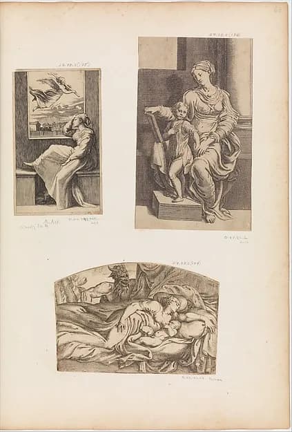 The Virgin and the Young Christ by Marcantonio Raimondi depicting Luke 1