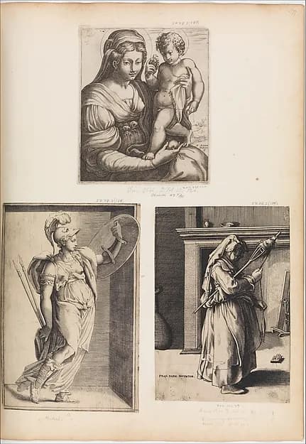 Madonna and Child with a Bird by Diana Scultori depicting Luke 2