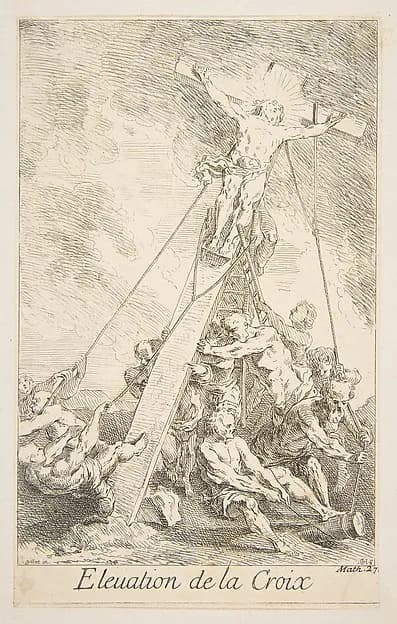 Elevation of the Cross by Claude Gillot depicting Matthew 27