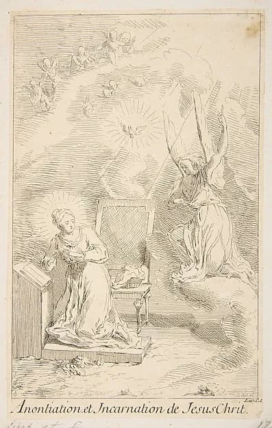 Annunciation by Claude Gillot depicting Luke 1