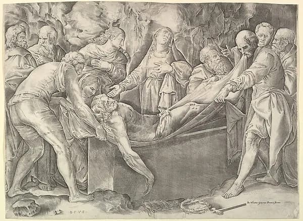 The Entombment by Battista Franco depicting Matthew 27