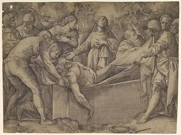 The Entombment by Battista Franco depicting Matthew 27