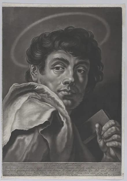 Saint Jude, head and shoulders, holding a square rule by Johann Lorenz Haid depicting Jude 1