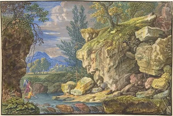 Landscape with Tobias and the Angel by Felix Meyer depicting Tobit 6