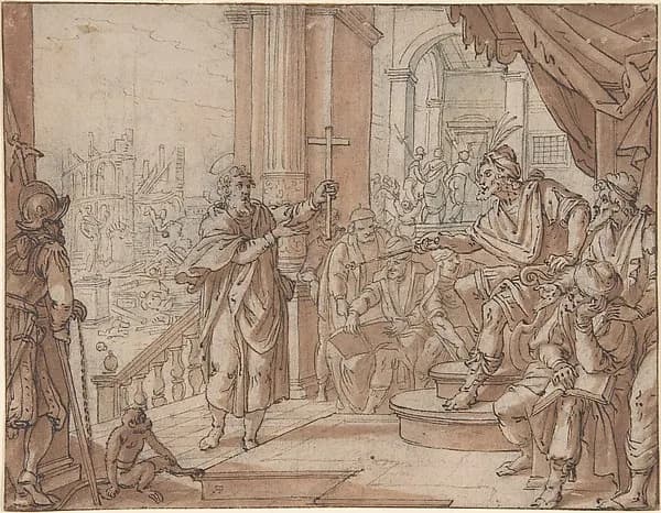 Saint John the Baptist Appearing Before Herod by Augustin Braun depicting Matthew 3