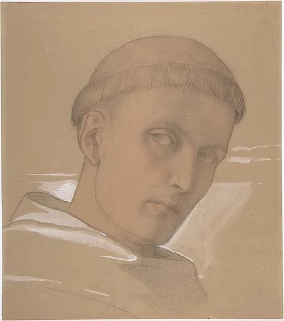 Study of the Head of St. Augustine, for the painting of the Madonna and Child with Saint Augustine and Bonifacius (1846) by Eduard Jakob von Steinle depicting Luke 2