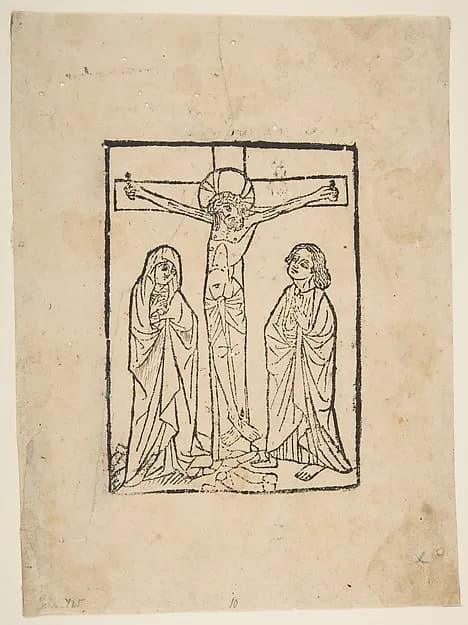 Christ on the Cross, with the Virgin and Saint John by Anonymous, 15th century depicting Matthew 27