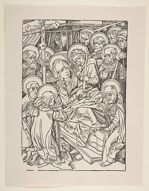 The Death of the Virgin by Anonymous, German, 15th century depicting Luke 1