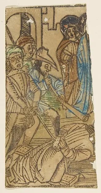 Christ's Fall on the Way to Pilate, one of the "Seven Falls of Christ" by Anonymous, German, 15th century depicting John 1