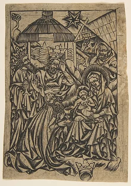Adoration of the Magi by Anonymous, German, 15th century depicting Matthew 2