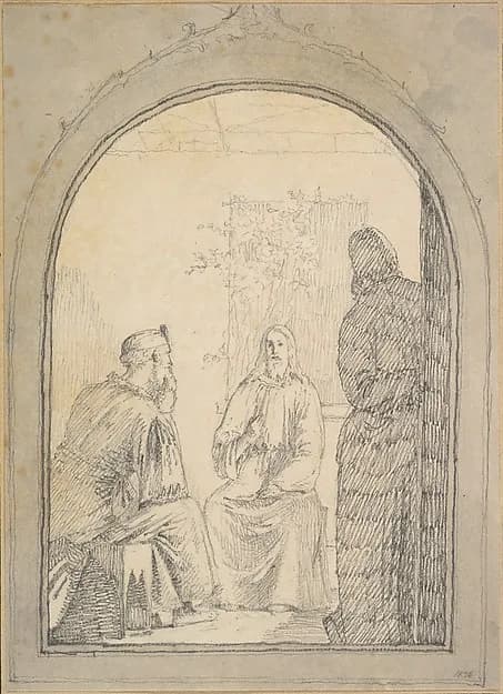 Christ and Nicodemus by Christen Købke depicting John 1