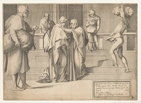The Visitation by Enea Vico depicting Luke 1