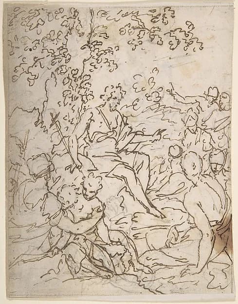 A Seated John the Baptist Preaching by Anonymous, Italian, 17th century depicting Matthew 3