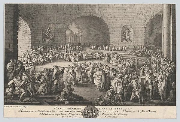St. Paul Preaching in Athens by Jean Achille Bellanger depicting Acts 17