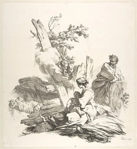 The Flight Into Egypt by Jean-Baptiste Marie Pierre depicting Matthew 2