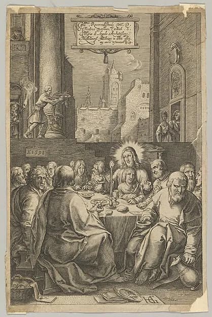 The Last Supper, from "The Passion of Christ" by Ludovicus Siceram depicting Matthew 26