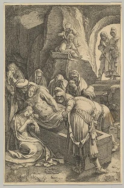 The Entombment, from "The Passion of Christ" by Ludovicus Siceram depicting Luke 23