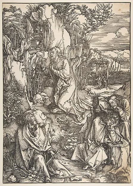 The Agony in the Garden by Albrecht Dürer depicting Matthew 26