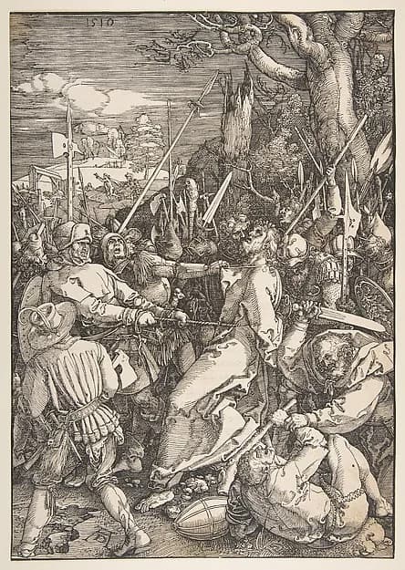 The Betrayal of Christ by Albrecht Dürer depicting Matthew 26