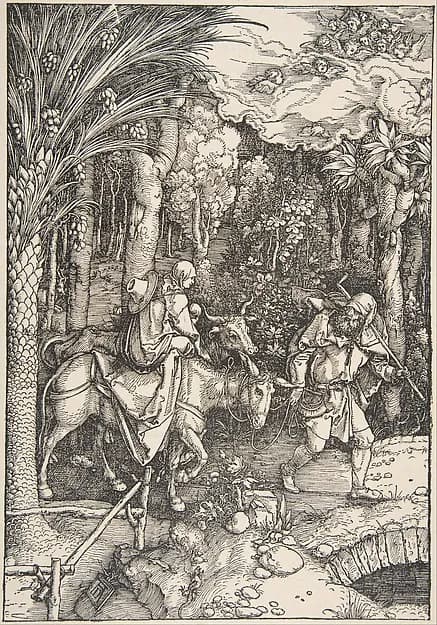 The Flight into Egypt, from "The Life of the Virgin" by Albrecht Dürer depicting Matthew 2