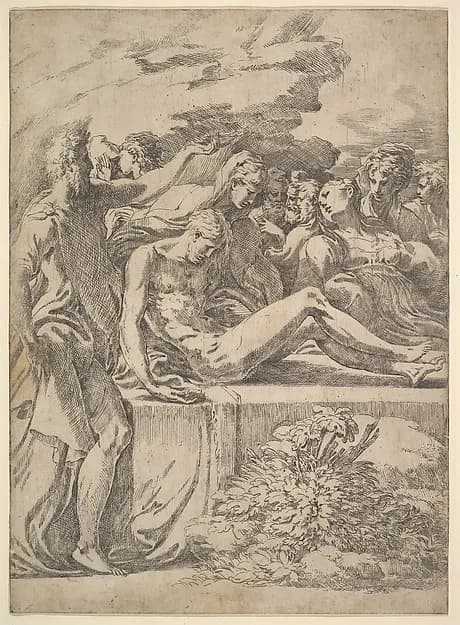 Entombment by Parmigianino (Girolamo Francesco Maria Mazzola) depicting Matthew 27