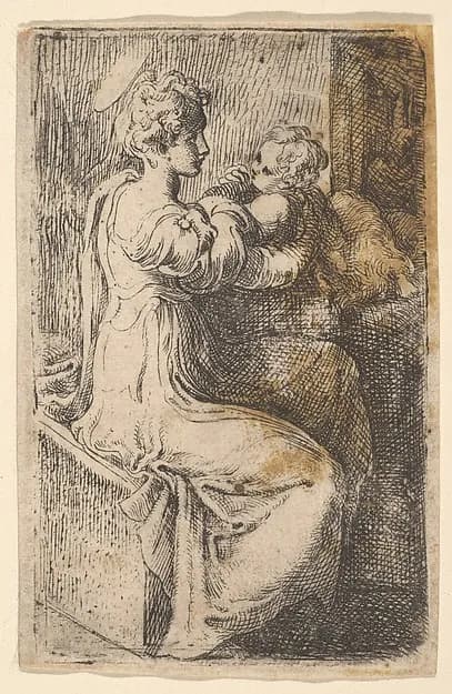 Virgin and Child by Parmigianino (Girolamo Francesco Maria Mazzola) depicting Luke 2
