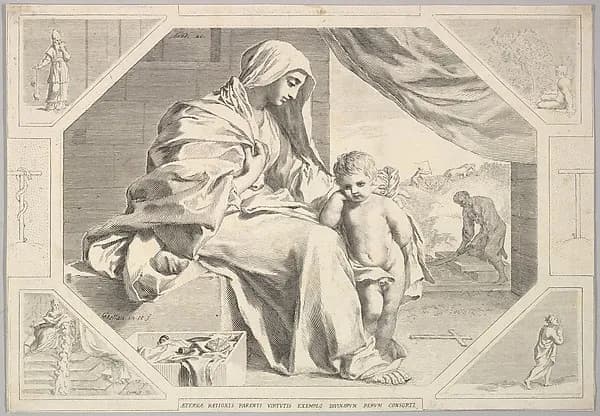 Holy Family by Claude Mellan depicting Luke 2