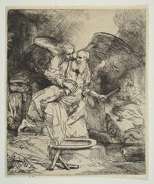 Abraham's Sacrifice by Rembrandt van Rijn depicting Genesis 18