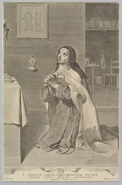 St. Theresa Kneeling in Prayer by Claude Mellan depicting John 1