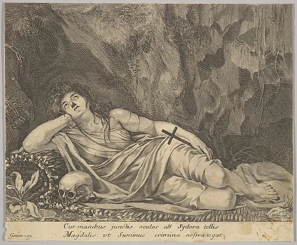 St. Mary Magdalen Reclining in a Grotto by Jean Ganier depicting Luke 7