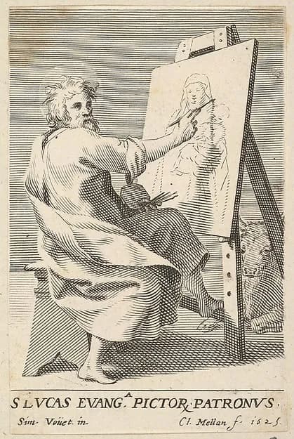 St. Luke Painting the Virgin by Claude Mellan depicting Luke 2