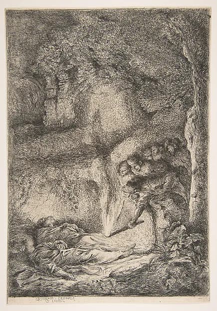 Finding of the bodies of Saints Peter and Paul by Giovanni Benedetto Castiglione (Il Grechetto) depicting Matthew 4
