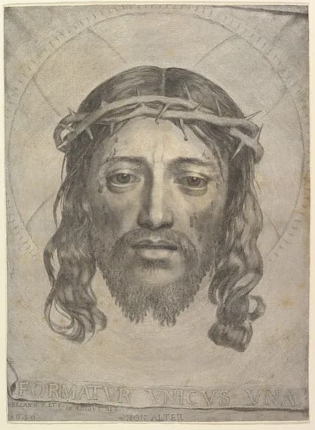 Face of Christ on St. Veronica's Cloth by Claude Mellan depicting John 1