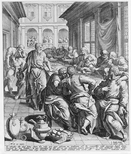 Last Supper, from "The Passion of Christ" by Johann Sadeler I depicting Matthew 26