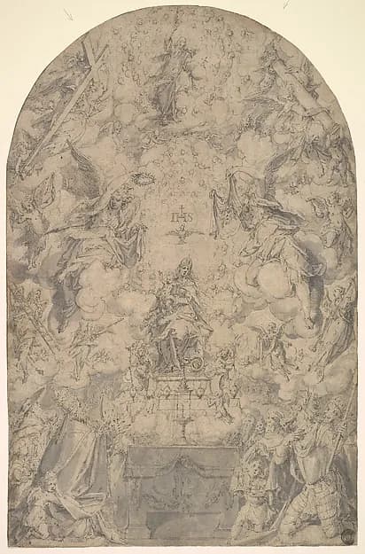 The Adoration of the Holy Trinity in the New Covenant by Friedrich Sustris depicting Luke 1