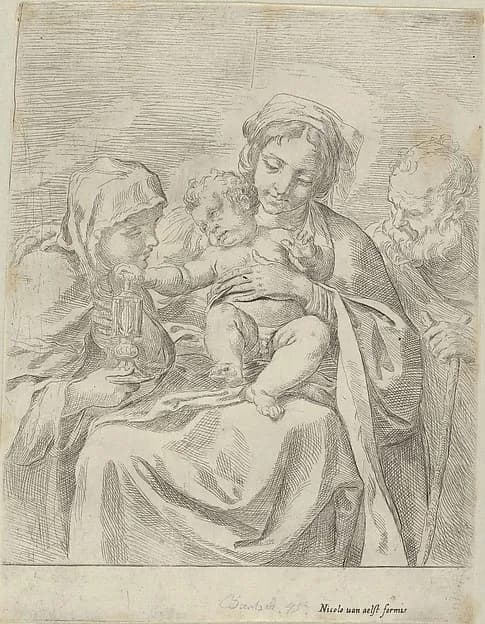 The Holy Family with Saint Clare by Guido Reni depicting Luke 2